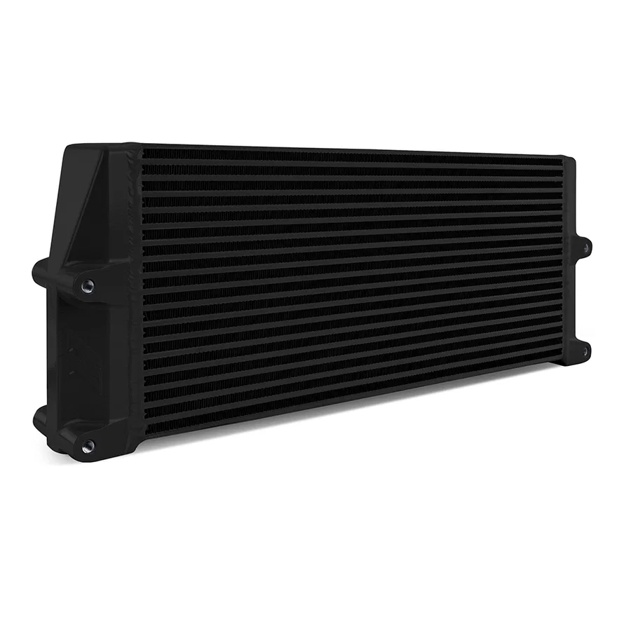 Universal Oil Cooler, HD Bar-and-Plate, Black, 17" Core, Same-Side Outlets