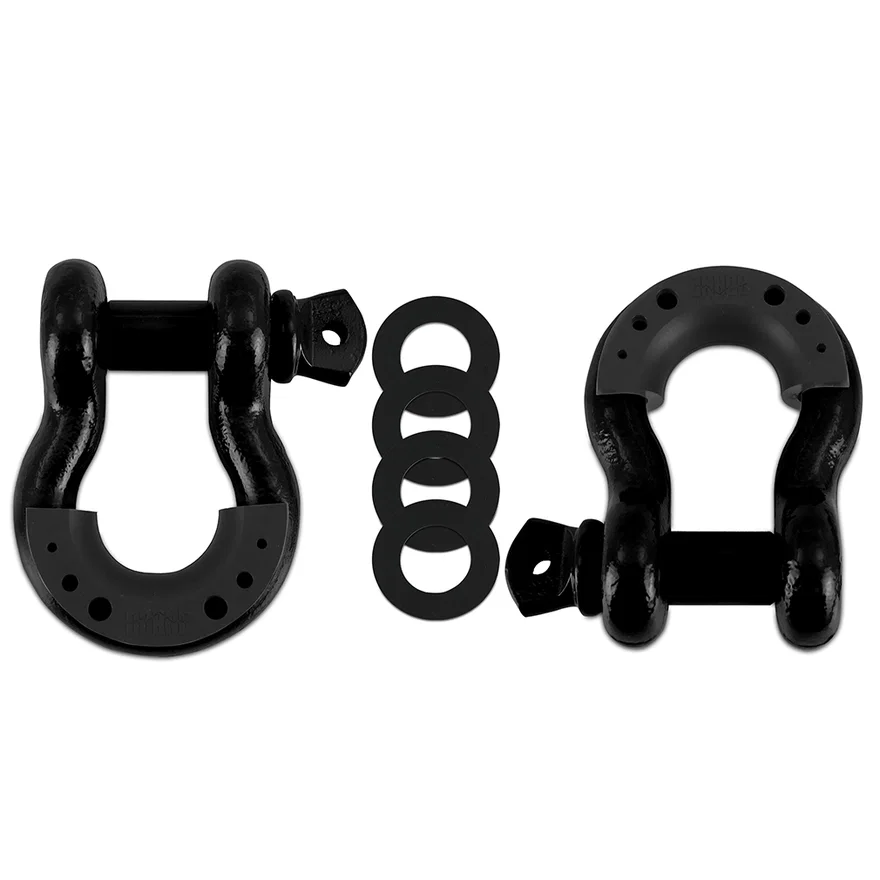 Borne Off-Road BNDR-BK 3/4 in Steel D-Ring Shackle Set, Black, 2 Pieces