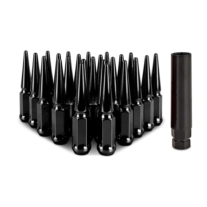 Spiked Lug Nuts, Black, M14x1.5, 24-PC Set