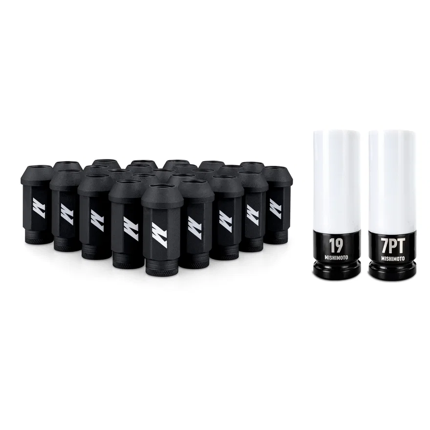 Steel Locking Lug Nuts M14x1.5, Black, 24pc Set