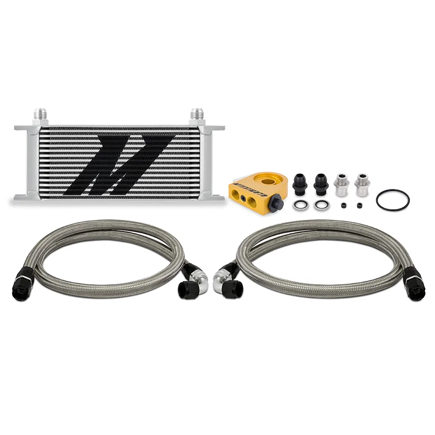 Universal Oil Cooler, 16-Row, Silver, Thermostatic, Kit