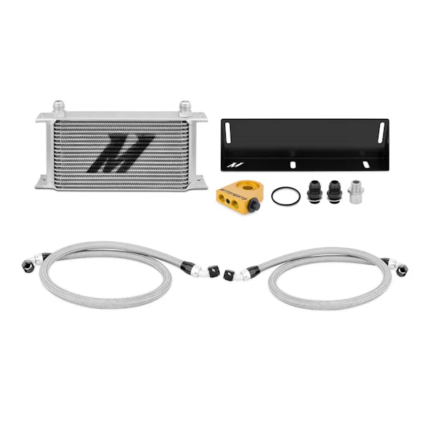 Oil Cooler Kit, Silver, Thermostatic, fits Ford Mustang 5.0L 1979-1993