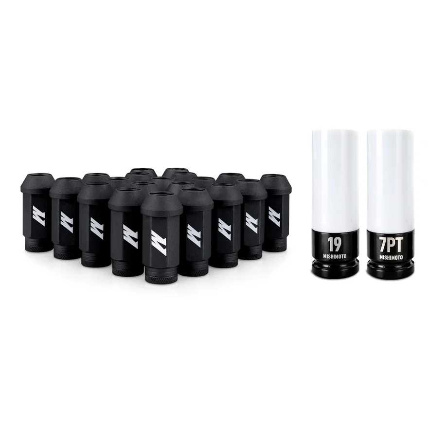 Steel Locking Lug Nuts M14x1.5, Black, 20pc Set