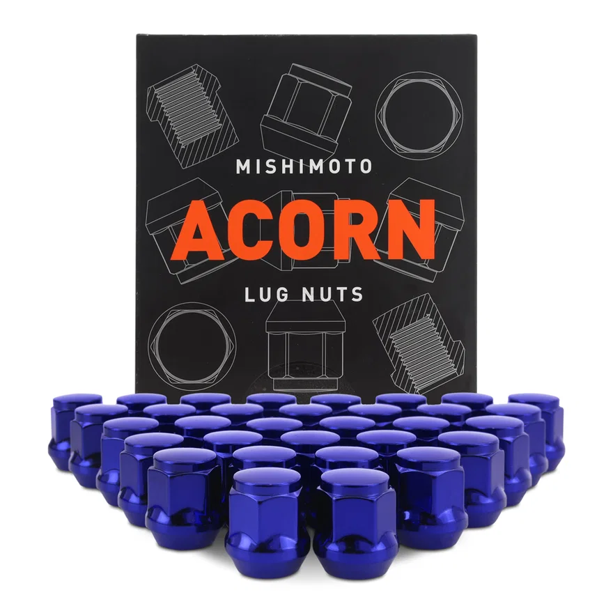Steel Lug Nuts, Blue, M14x1.5, Acorn Seat, 32pc Set