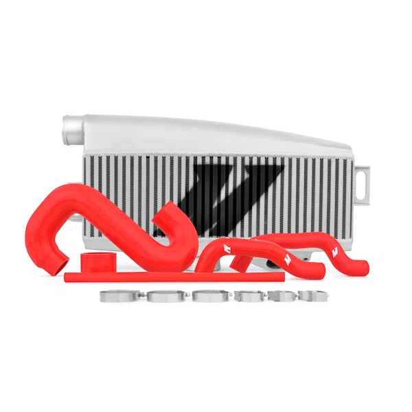 Top-Mount Intercooler Kit, Silver w/ Red Pipes, fits Subaru WRX/STI 2002-2007