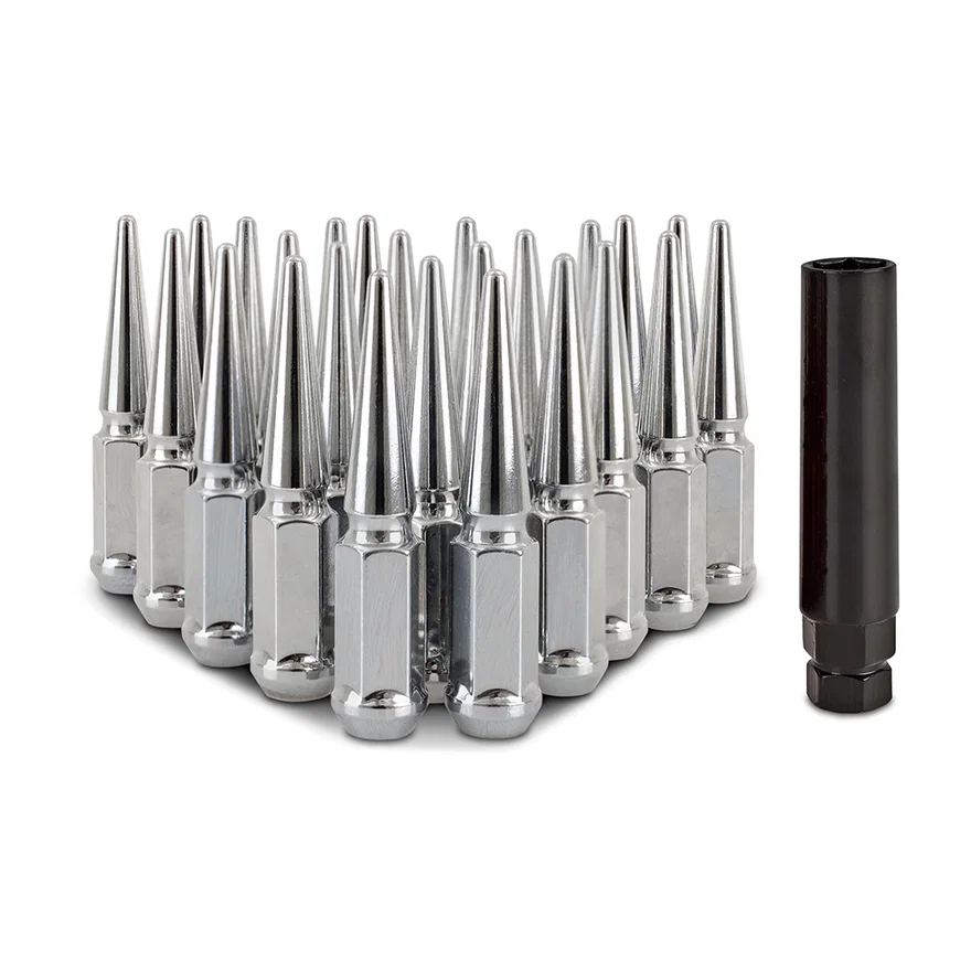 Spiked Lug Nuts, Chrome, M14x1.5, 24-PC Set