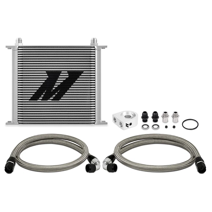 Universal Oil Cooler, 34-Row, Silver, Kit