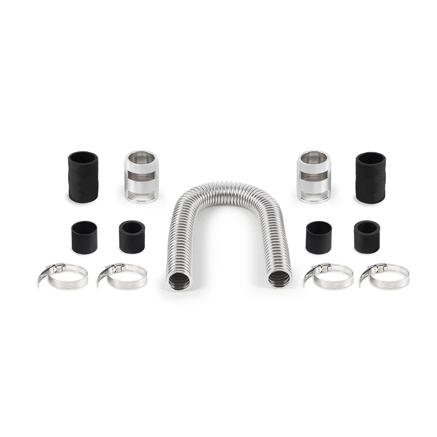 Universal Flexible Stainless Steel Radiator Hose Kit, Chrome, 24in