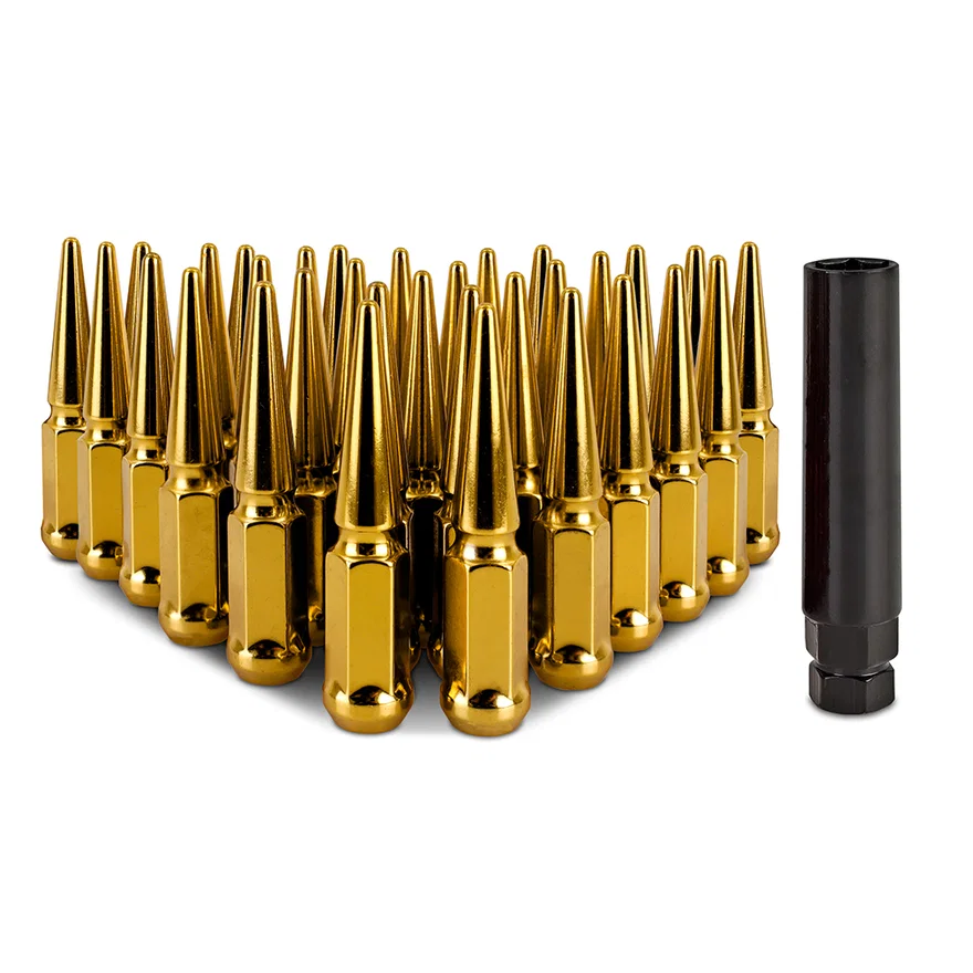 Spiked Lug Nuts, Gold, M14x1.5, 32-PC Set