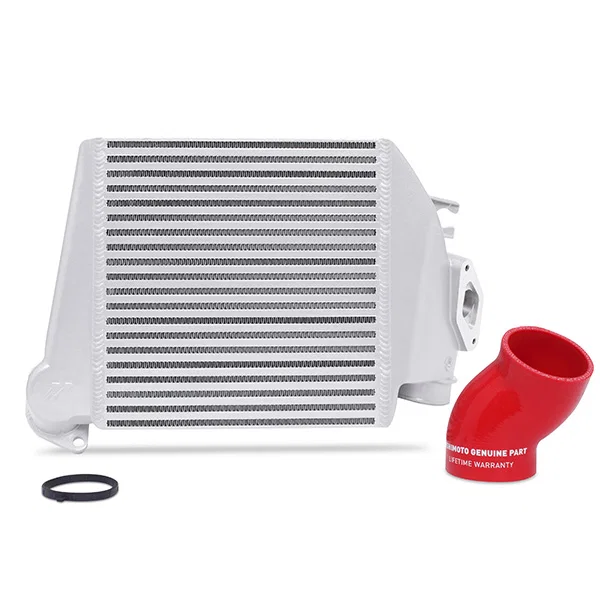 Top-Mount Intercooler, Silver Cooler Red Hoses, fits Subaru WRX 2008-2014