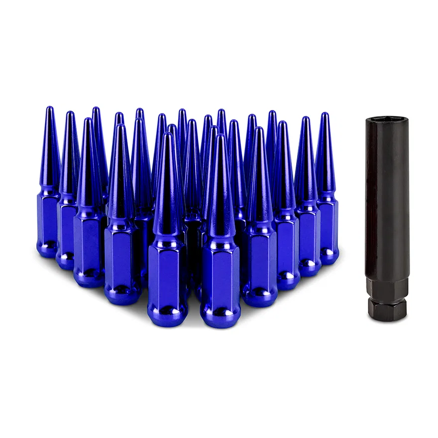 Spiked Lug Nuts, Blue, M14x1.5, 24-PC Set