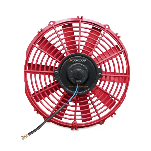 Electric Fan, Slim, Straight Blade, Red, 12 in