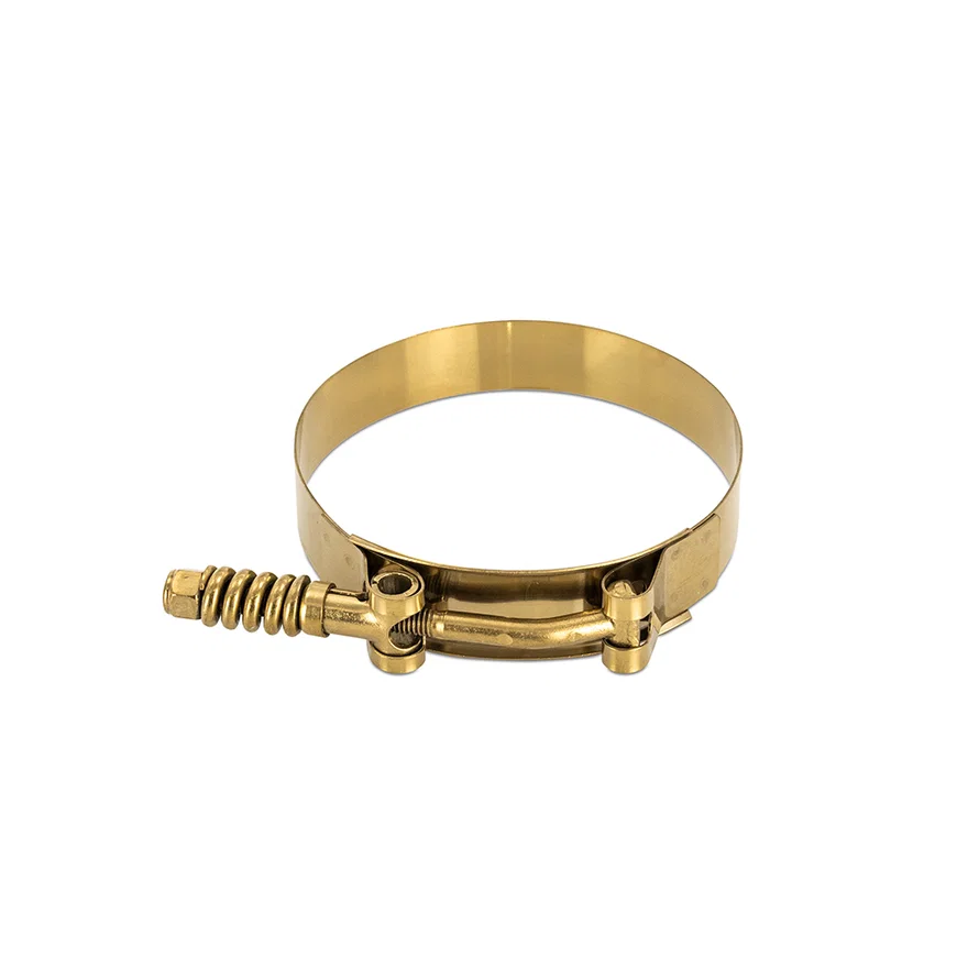 T-Bolt Clamp, Stainless-Steel, Constant Tension, Gold, 3.75in