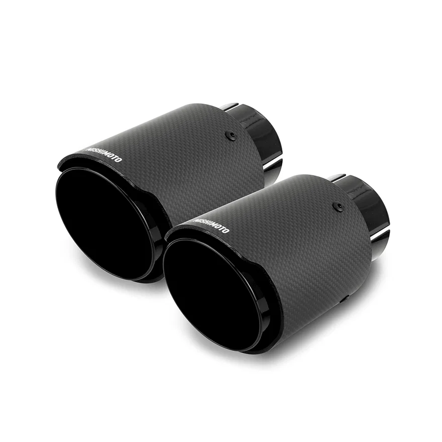 Exhaust Tip, Black/Carbon Fiber, Dual, 2.50in