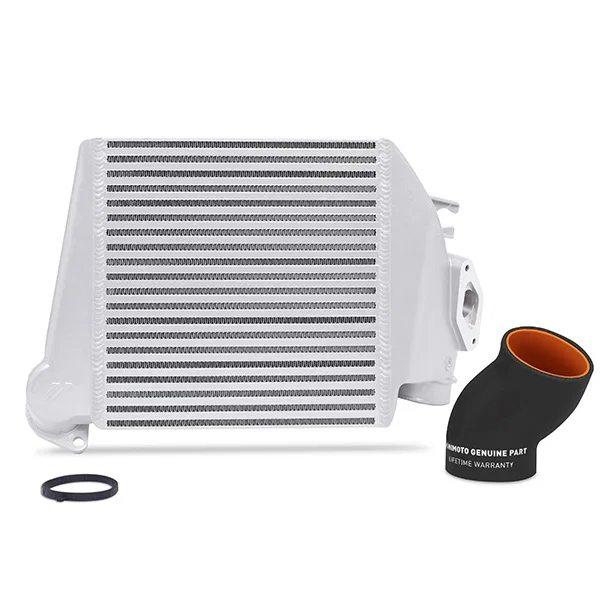 Top-Mount Intercooler, Silver Cooler Black Hoses, fits Subaru WRX 2008-2014