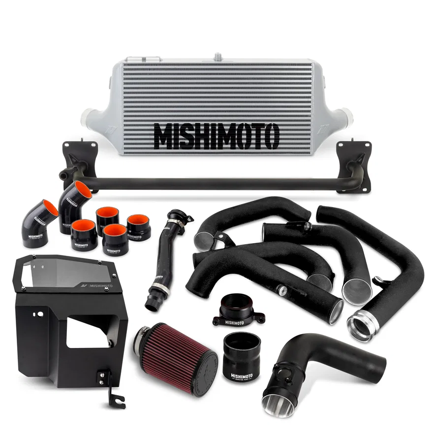 Front Mount Intercooler Kit, Silver/Black, w/ Intake, fits Subaru WRX 2022+