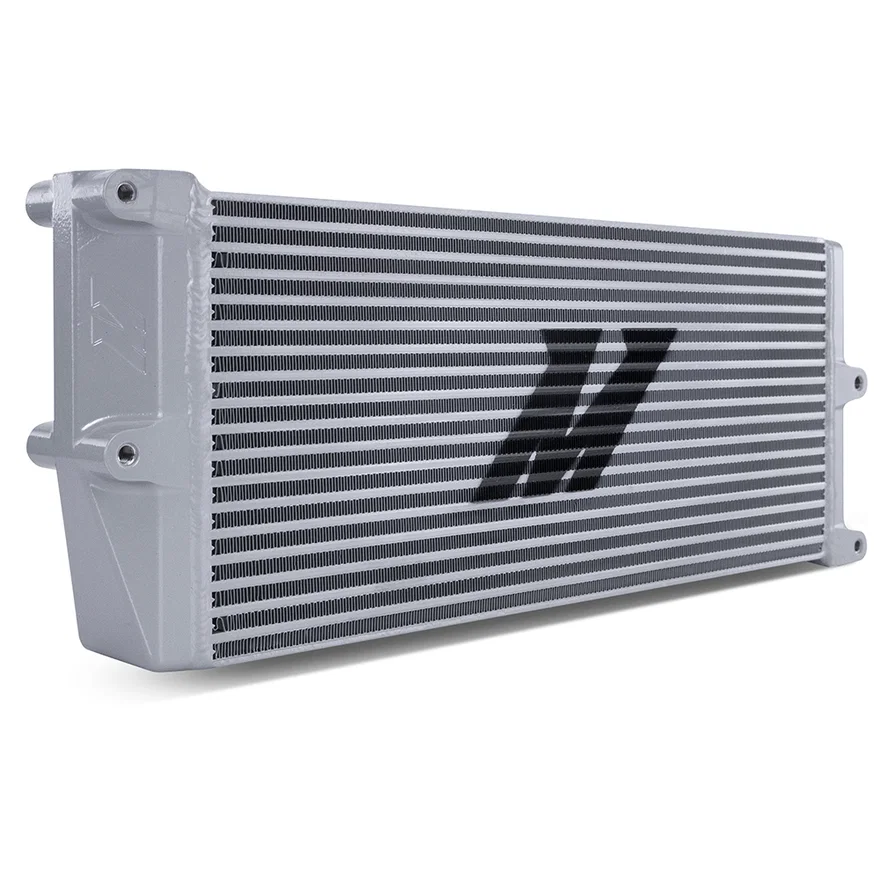Universal Oil Cooler, HD Bar-and-Plate, Silver, 17" Core, Opposite-Side Outlets