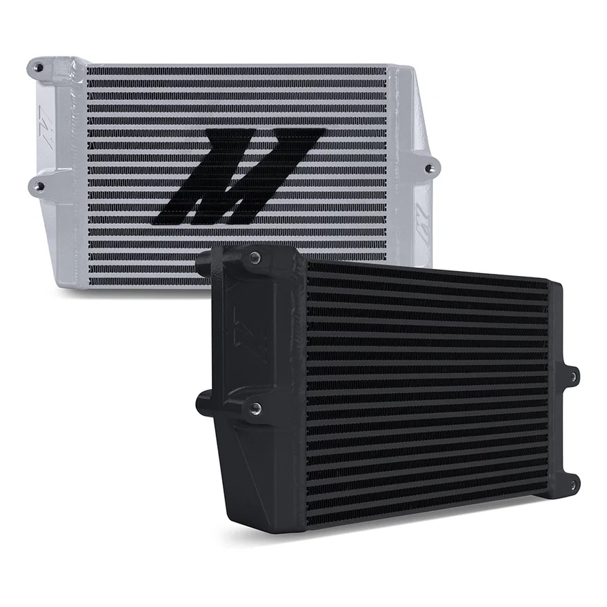 Universal Oil Cooler, HD Bar-and-Plate, Silver, 10" Core, Opposite-Side Outlets