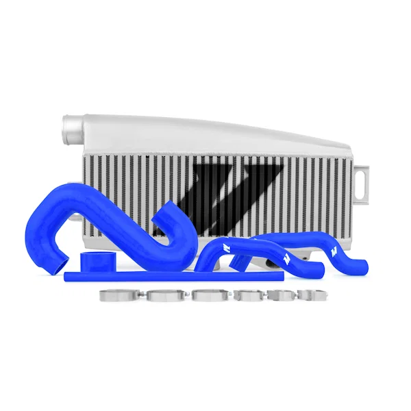 Top-Mount Intercooler Kit, Silver w/ Blue Pipes, fits Subaru WRX/STI 2002-2007