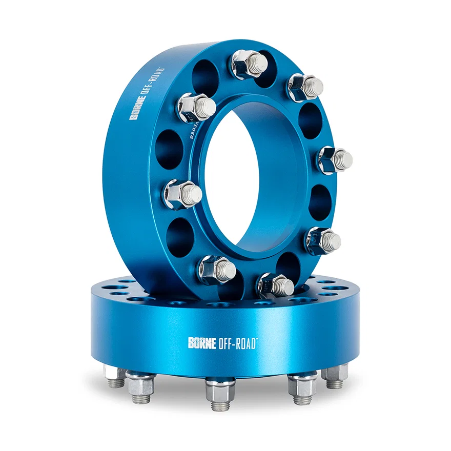 Borne Off-Road BNWS-008-500BL Wheel Spacers, Blue, 8x165.1, 116.7 Center Bore, M14x1.5, 2.00in