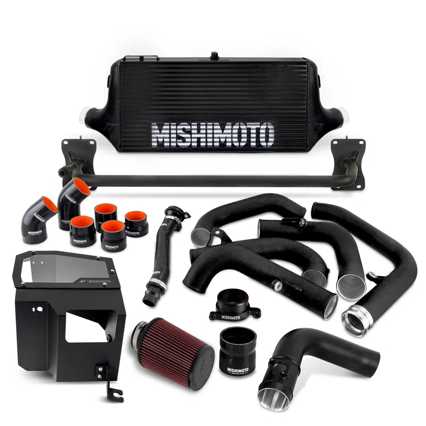 Front Mount Intercooler Kit, Black/Black, w/ Intake, fits Subaru WRX 2022+
