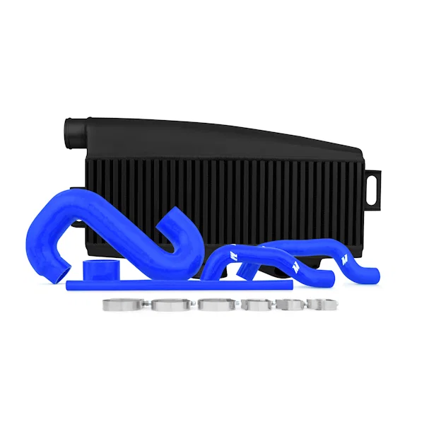 Top-Mount Intercooler Kit, Black w/ Blue Pipes, fits Subaru WRX/STI 2002-2007