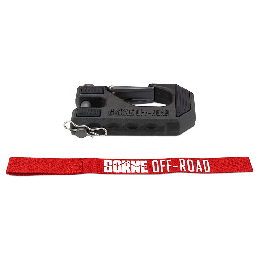 Borne Off-Road BNWN-HK-01 Winch Hook & Hand Tether, Red