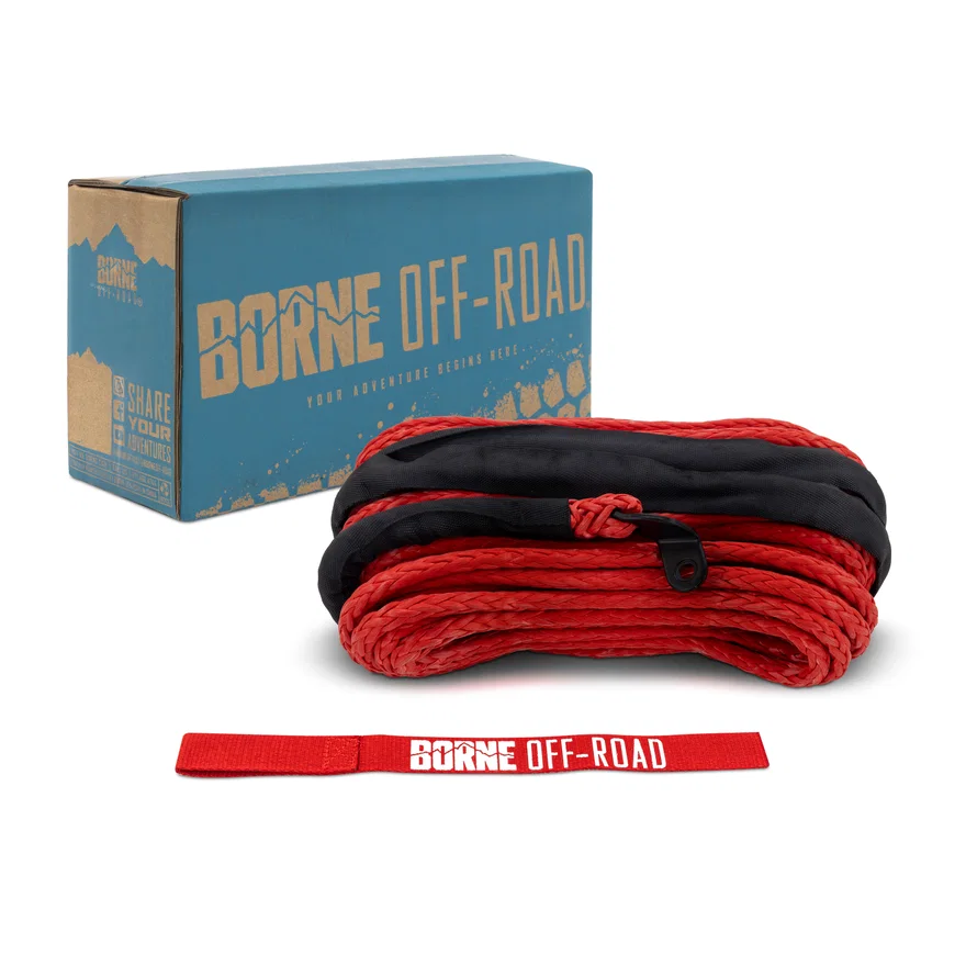 Borne Off-Road BNWN-SR-38-85RD Replacement Synthetic Winch Rope, Red, 3/8 in x 85 ft