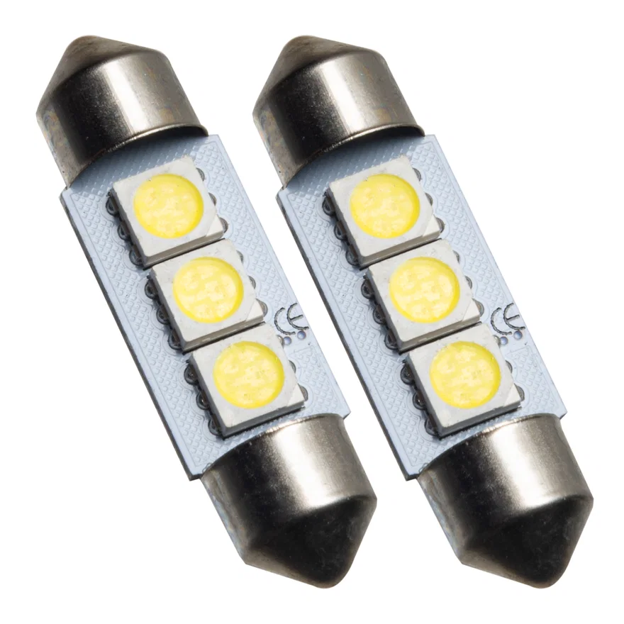37MM 4 LED 3-Chip Festoon Bulbs (Pair) - Cool White
