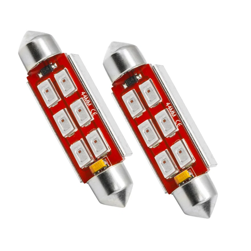 44MM 6 LED 3-Chip Festoon Bulbs (Pair) - Green