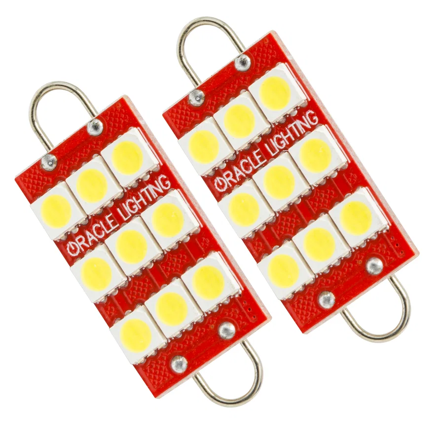 44MM 6 LED 3 Chip - Loop Festoon Bulbs (Pair) - White