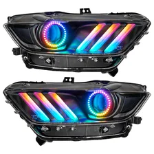 2015-2017 Ford Mustang Pre-Assembled Headlights-Dynamic ColorSHIFT RGB+A-Black Edition image 1