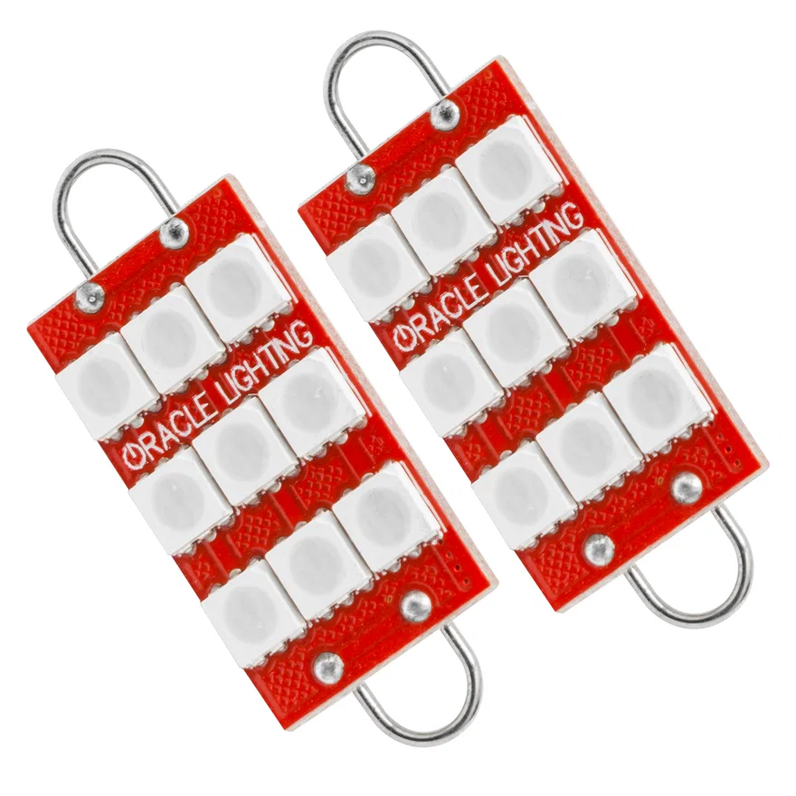 44MM 6 LED 3 Chip - Loop Festoon Bulbs (Pair) - Red