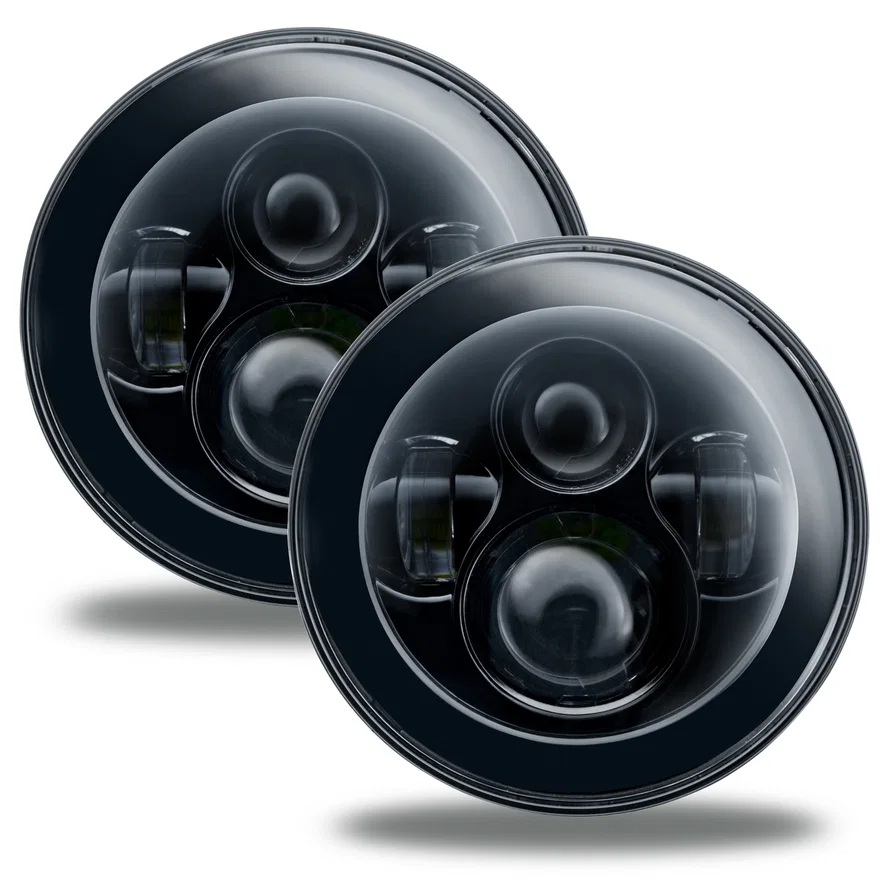 7in. High Powered LED Headlights - NO HALO - Black Bezel