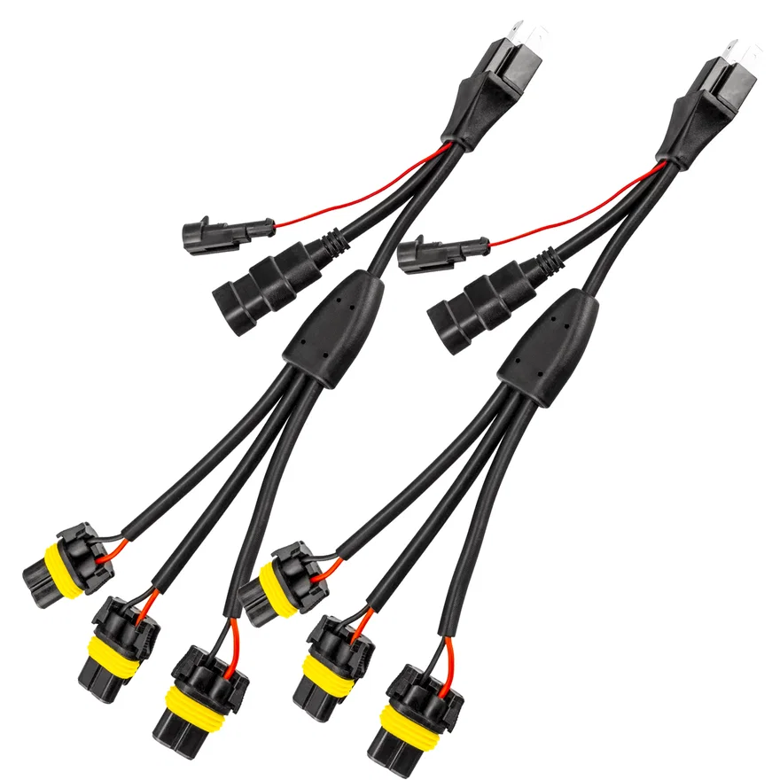 Vector H4 Headlight Wiring Harness (Pair- Euro Export Model) for Jeep