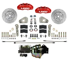 Power Front Kit with Drilled Rotors and Red Powder Coated Calipers image 1