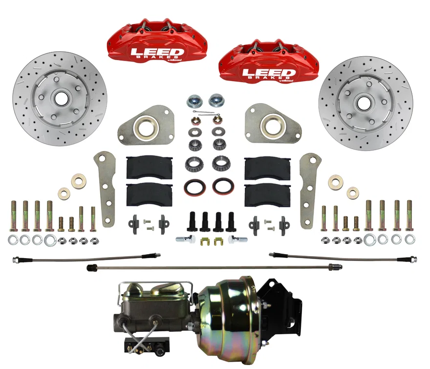Power Front Kit with Drilled Rotors and Red Powder Coated Calipers