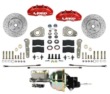 Power Front Kit with Drilled Rotors and Red Powder Coated Calipers image 1
