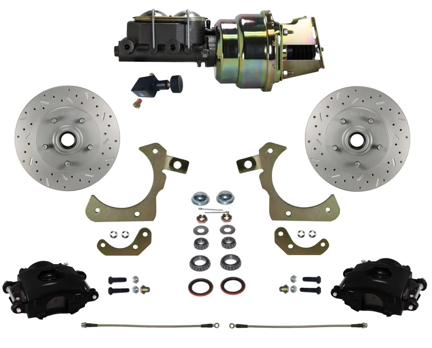 Power Front Kit with  Drilled Rotors and Black Powder Coated Calipers for Chevrolet