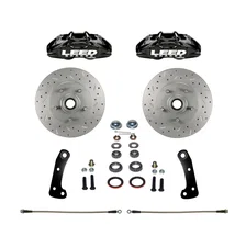 Front Spindle Kit with Drilled Rotors and Black Powder Coated Calipers image 1