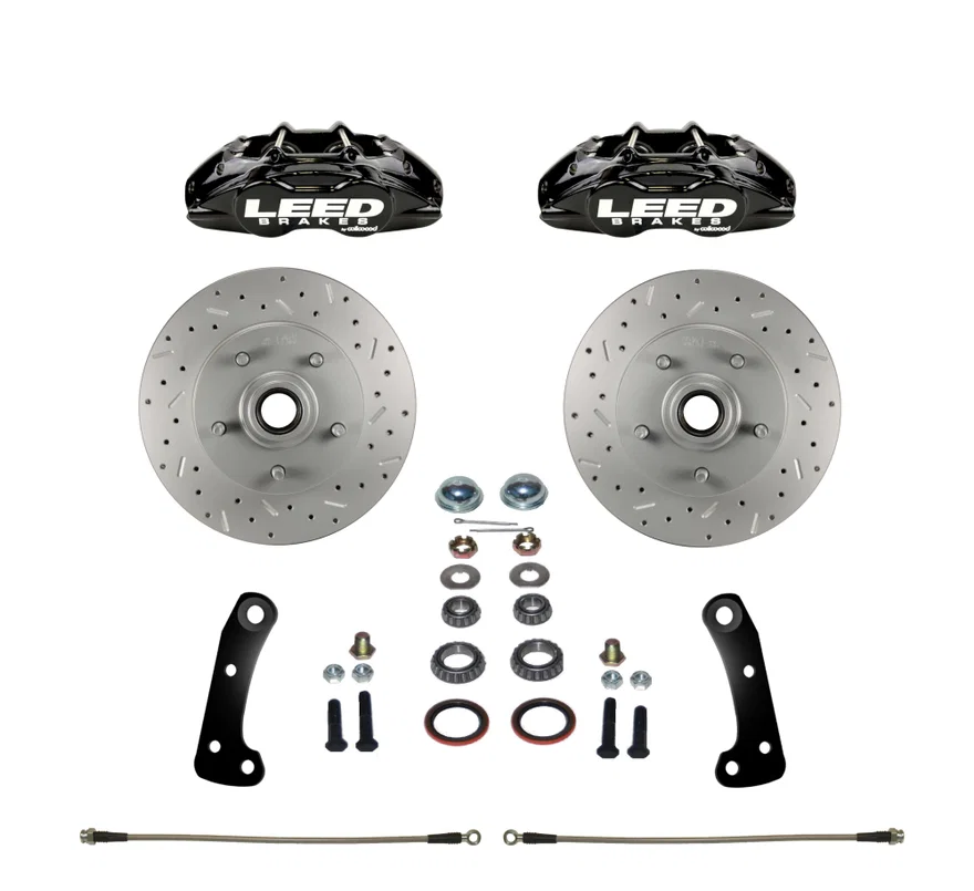 Front Spindle Kit with Drilled Rotors and Black Powder Coated Calipers