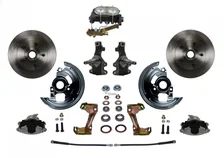 Front Manual 2" Drop Spindle Kit with Plain Rotors and Zinc Plated Calipers for Chevrolet Chevy II image 1