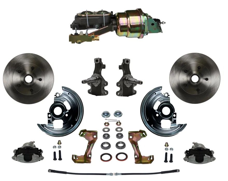 Front Power 2" Drop Spindle Kit with Plain Rotors and Zinc Plated Calipers