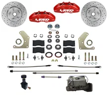 Power Front Kit with Drilled Rotors and Red Powder Coated Calipers image 1