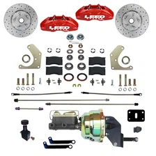 Power Front Kit with Drilled Rotors and Red Powder Coated Calipers image 1