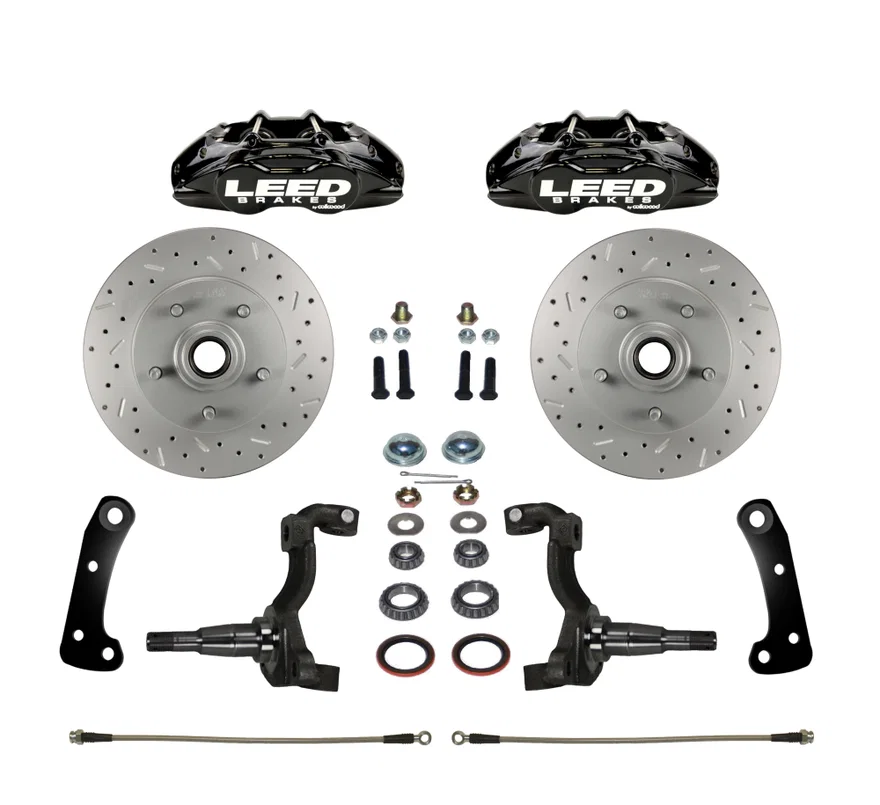 Spindle Kit with Drilled Rotors and Black Powder Coated Calipers