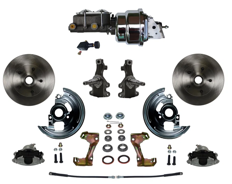 Front Power 2" Drop Spindle Kit with Plain Rotors and Zinc Plated Calipers