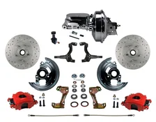Power Front Kit with  Drilled Rotors and Red Powder Coated Calipers image 1