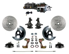 Front Power 2" Drop Spindle Kit with Drilled Rotors and Zinc Plated Calipers image 1