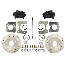 Rear Disc Brake Kit  with Drilled Rotors and Black Powder Coated Calipers for Ford image 1
